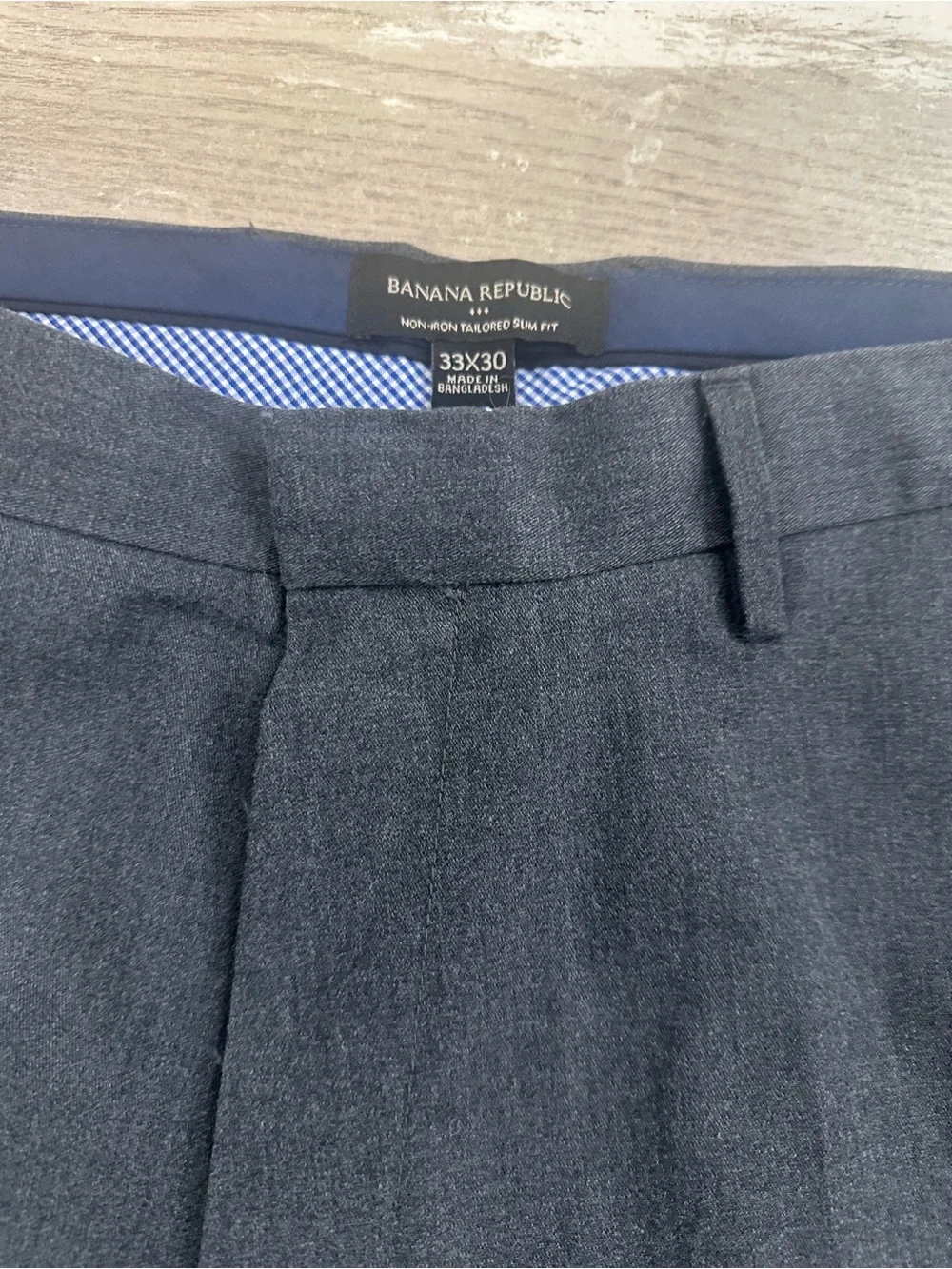 Banana Republic Non-Iron Tailored Slim Fit Dress Pants Gray 33x30